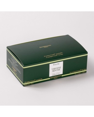 Infusion Cristal Dammann boîte de 24 sachets suremballés Verveine Menthe