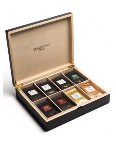 Coffret à Thés en bois noir 48 sachets cristal suremballés Dammann